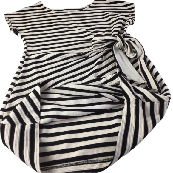 ANTHRO SATURDAY SUNDAY Terrycloth Side Tie Stripe Dress in B/W Stripes Size Med - Picture 6 of 11